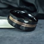 "FAZETTÁLT" FEKETE KERÁMIA - 14K ROZÉ ARANY CSÍKKAL