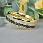 14K SÁRGA ARANY KARIKAGYŰRŰ -  METEORIT ÉS OPÁL BERAKÁSSAL