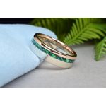 14K FEHÉR ÉS ROZÉ ARANY KARIKAGYŰRŰ PÁR - ZÖLD ÉS RÓZSASZÍN OPÁL BERAKÁSSAL