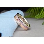 14K FEHÉR ÉS ROZÉ ARANY KARIKAGYŰRŰ PÁR - ZÖLD ÉS RÓZSASZÍN OPÁL BERAKÁSSAL