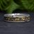 Damascus Steel Ring with Concrete and 24k Yellow Gold Pieces Inlay
