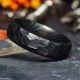 Hammered Black Damascus Steel Wedding Ring