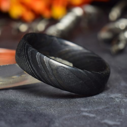 Black Damascus Steel Ring