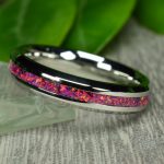 Nemesacél gyűrű, orchidea opál berakással, 4 mm