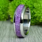 Nemesacél gyűrű, purpurit berakással, 6 mm