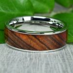 Nemesacél gyűrű, cocobolo fa berakással