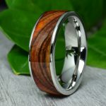 Nemesacél gyűrű, cocobolo fa berakással