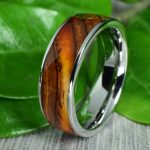 Nemesacél gyűrű, cocobolo fa berakással