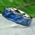 Stainless Steel Wedding Ring with Blue Karelian Birch Wood Inlay
