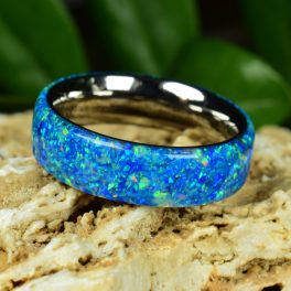   Titán gyűrű, óceánkék és zöld opál berakással, 6 mm