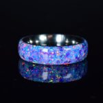 Titanium Core Ring with Sky Blue Opal & Purple Opal Mix - Side by Side Ring