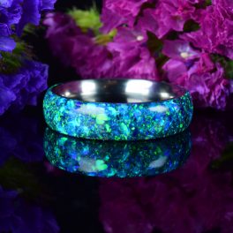   Titán gyűrű, sötétzöld és óceánkék opál berakással, 6 mm