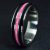 Titanium Wedding Ring with Black Obsidian and Pink Opal Center