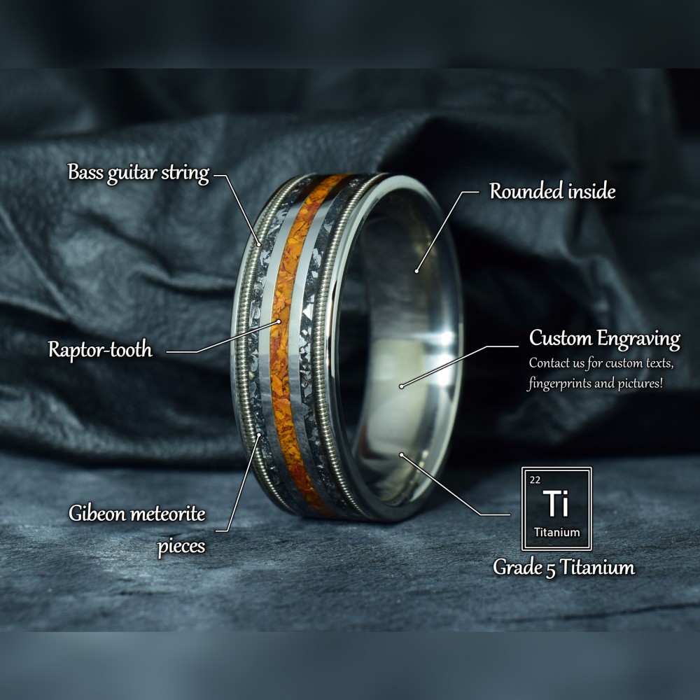 Titán Gyűrű, Dinoszaurusz-fog, Meteorit és Gitárhúr berakáss