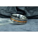 Titanium Ring with Dinosaur Tooth, Meteorite and Guitar Strings