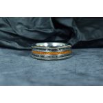 Titanium Ring with Dinosaur Tooth, Meteorite and Guitar Strings