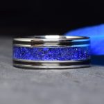 Titanium Wedding Ring with Lapis Lazuli - Blue Sunstone and Carbon fiber