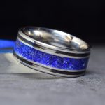Titanium Wedding Ring with Lapis Lazuli - Blue Sunstone and Carbon fiber