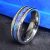 Titanium Wedding Ring with Purple Opal and Mother Of Pearl Pieces Inlay