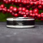 Titanium Wedding Ring with Black Carbon fiber and Mother of Pearl