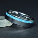 Wolfram-karbid gyűrű, valódi türkiz berakással