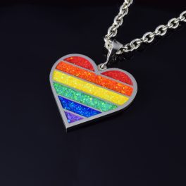   925 STERLING EZÜST SZIVÁRVÁNY SZÍV MEDÁL - PRIDE SZÍNEKBEN